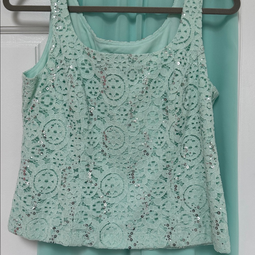 Alex Evenings Light Aqua Lace Ensemble 3 piece set - Picture 4 of 11